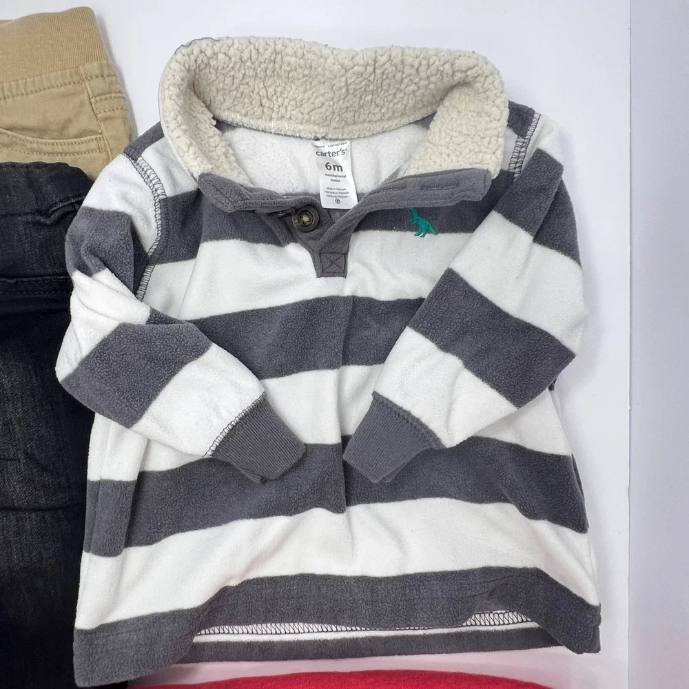 Carters H&M OshKosh Garanimals Mixed Lot Baby Boys 6M Fleece Denim Khaki Outfit